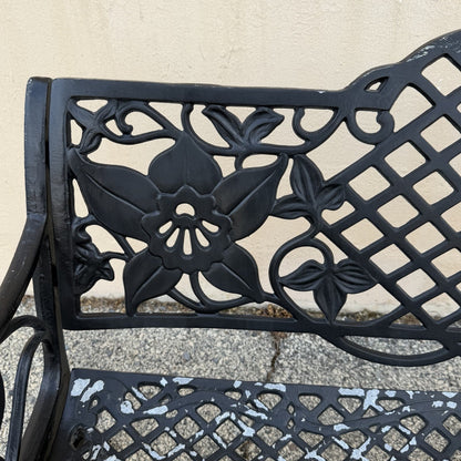Contemporary Art Nouveau Style Cast Aluminum Garden Patio Garden Bench Loveseat