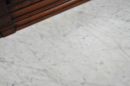 Antique Eastlake Victorian Carved Walnut Marble Top Washstand Dresser w/ Mirror