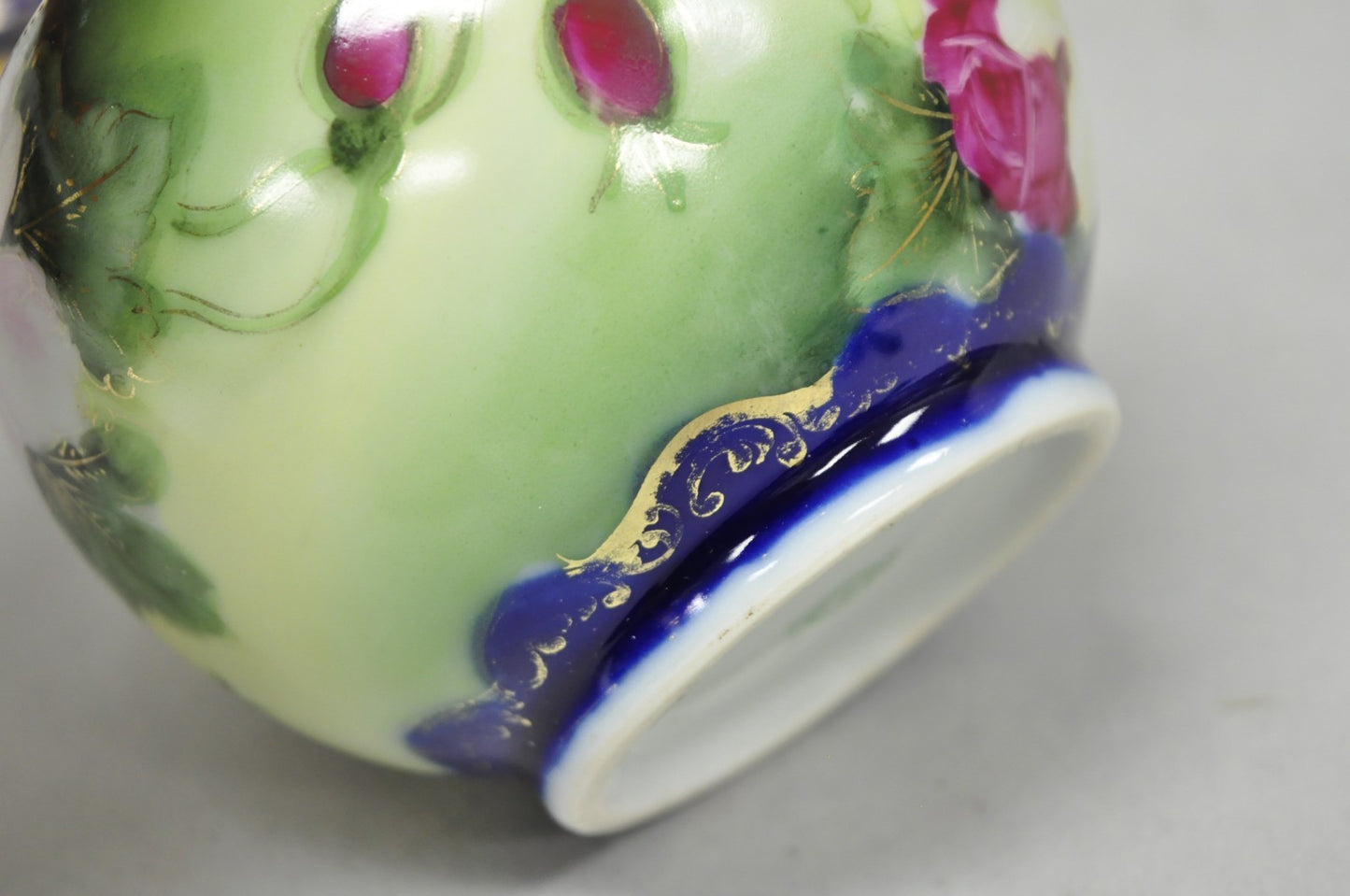 Antique I &EC Co Japan Hand Painted Porcelain Cobalt Blue Covered Ginger Jar