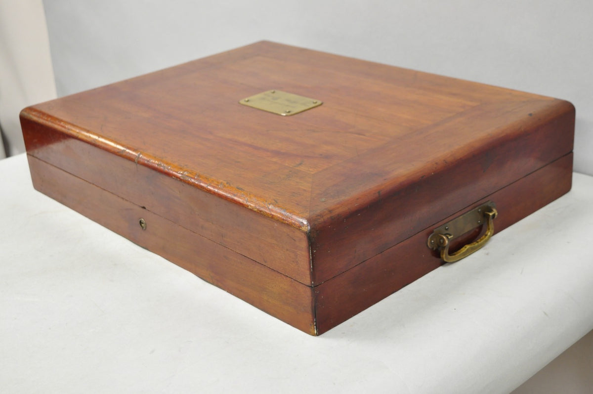 Antique S Kind & Sons Edwardian Mahogany Fitted Silverware Flatware Case Chest