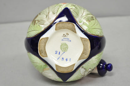 Antique Royal Nippon Hand Painted Nishiki Cobalt Blue Floral Vase With Stopper