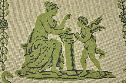 Vintage Italian Hollywood Regency Tall Back Upholstered Cherry Lounge Arm Chair