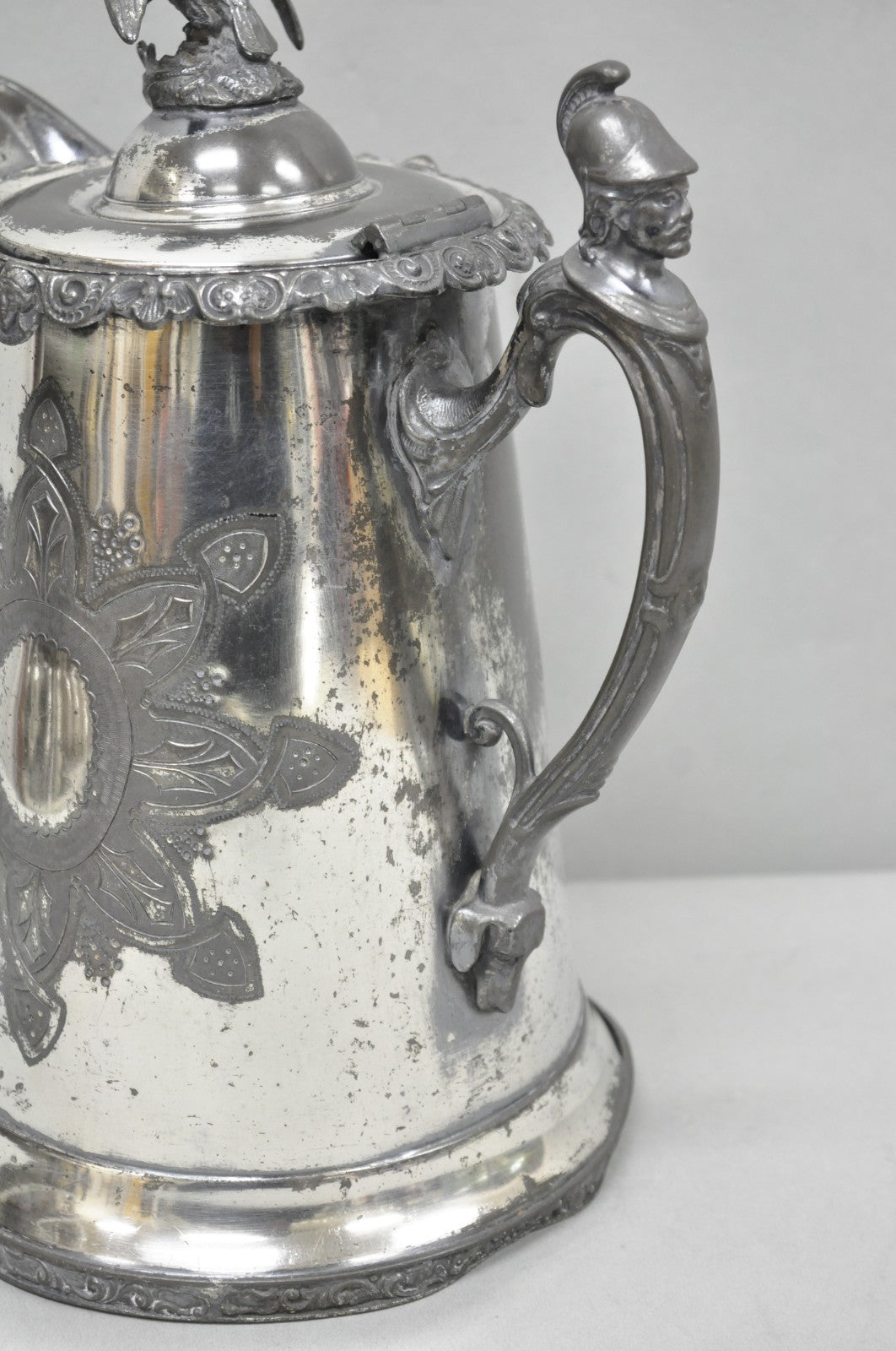 Antique American Victorian E. Kaufmann Figural Coffee Pot Water Pitcher w/ Eagle