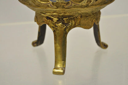 Vintage Japanese Cloisonne Enamel Champleve Bronze Foo Dog Incense Burner