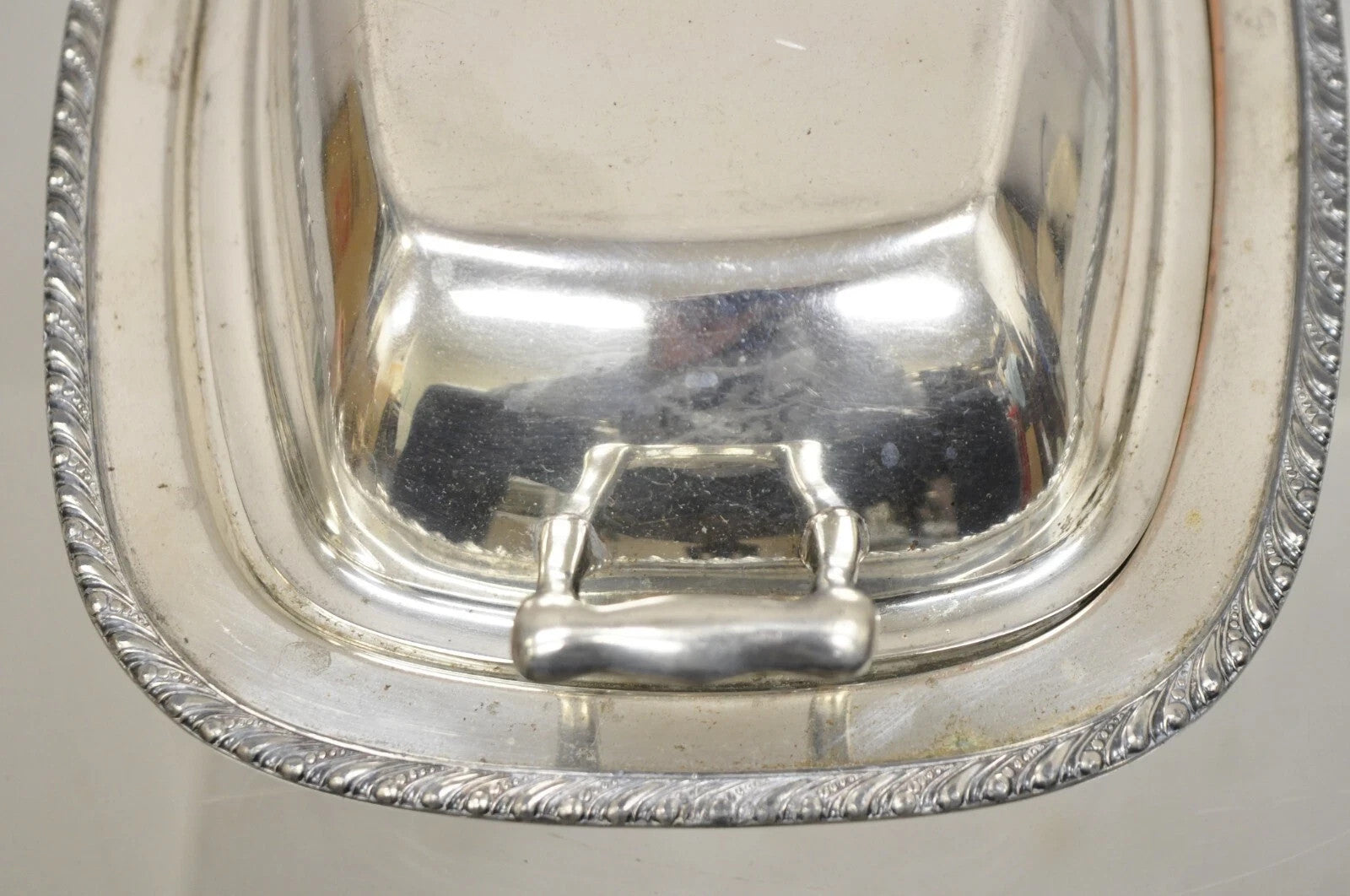 Vintage World Silver on Copper Lidded Vegetable Serving Platter with Handles