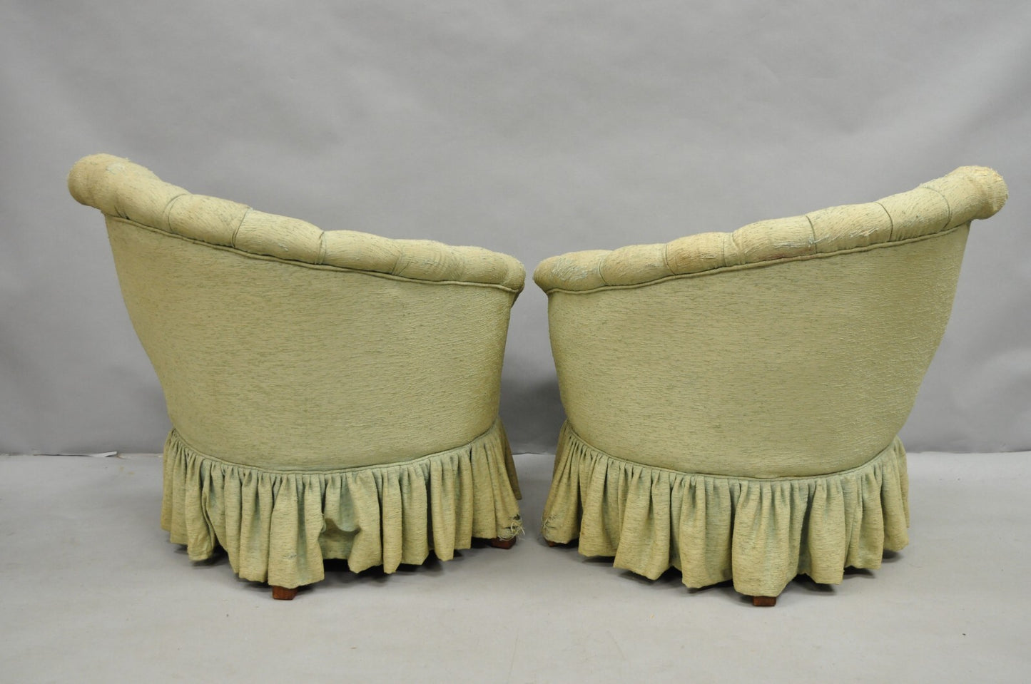 Antique French Hollywood Regency Asymmetrical Sculptural Club Chairs - a Pair