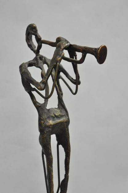 Contemporary Brutalist Style Bronze & Marble Jazz Musician Band Figures 5 Pc Set
