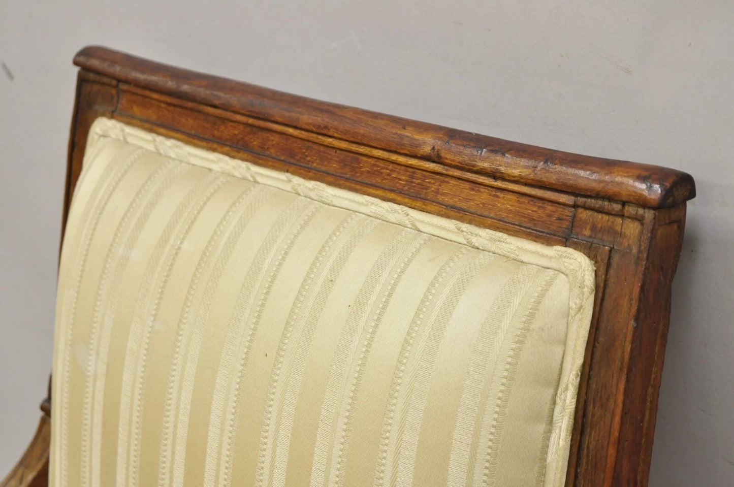 19th C. French Louis XVI Neoclassical Style Walnut Bergere Club Lounge Arm Chair