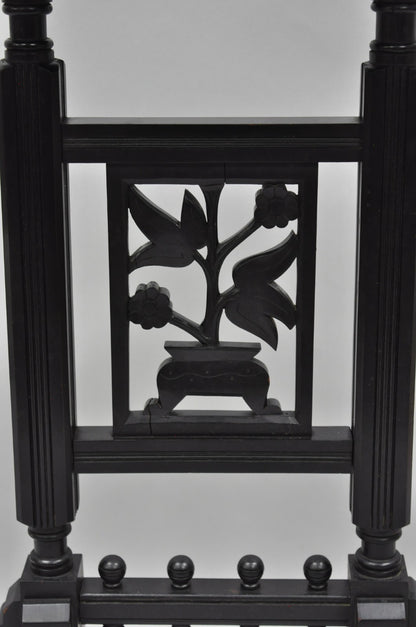 Antique Victorian Aesthetic Movement Black Ebonized 34" Plant Stand Side Table