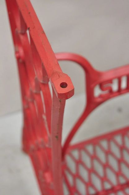 Antique Singer Cast Iron Red Treadle Sewing Machine Table Base