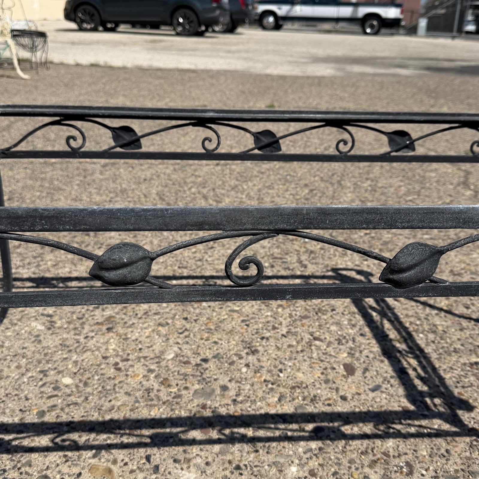 Vintage Salterini Art Nouveau Wrought Iron Garden Patio Rectangular Coffee Table