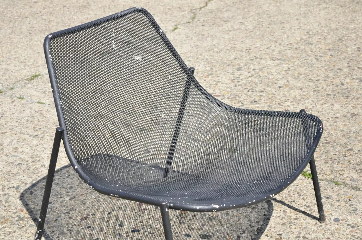 Vintage Modern Metal Mesh Perforated Wide Seat Patio Garden Lounge Chair