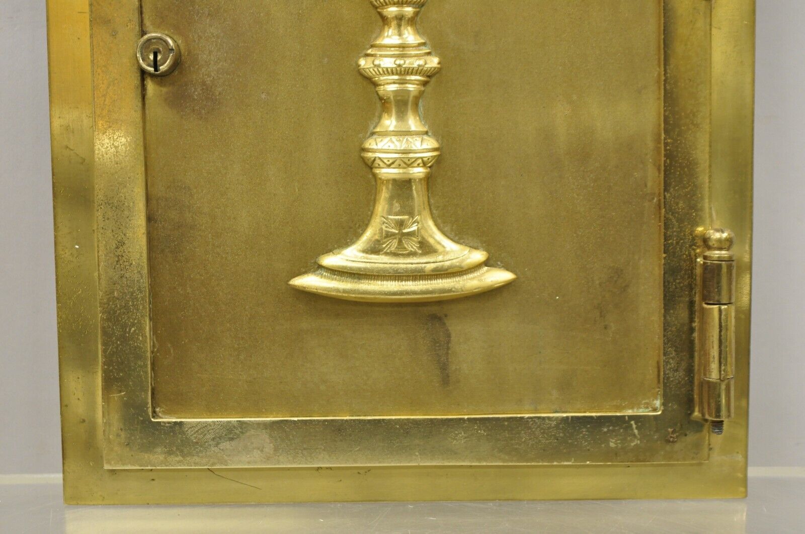 Antique Gothic Bronze Wall Hanging Altar Door Tabernacle with Chalice (A)