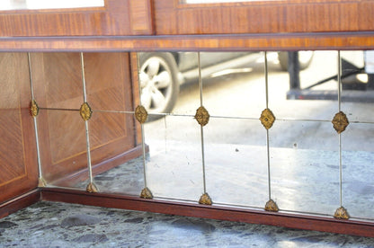 Antique French Louis XV Style Marble Top Bowed Glass Bronze Ormolu Sideboard