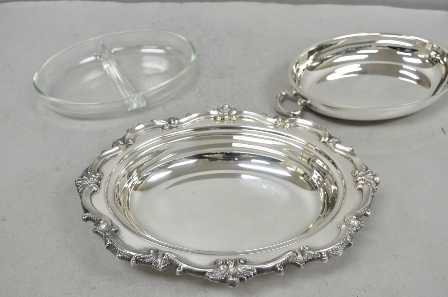 Vintage Victorian Silver Plated Covered Vegetable Serving Dish with Glass Liner