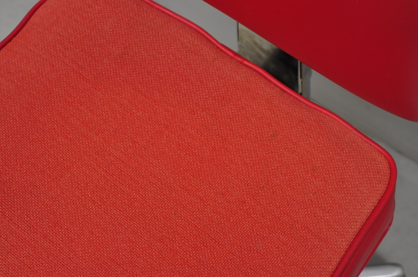 Vintage Mid Century Modern Red Adjustable Chrome Office Desk Chair by HON