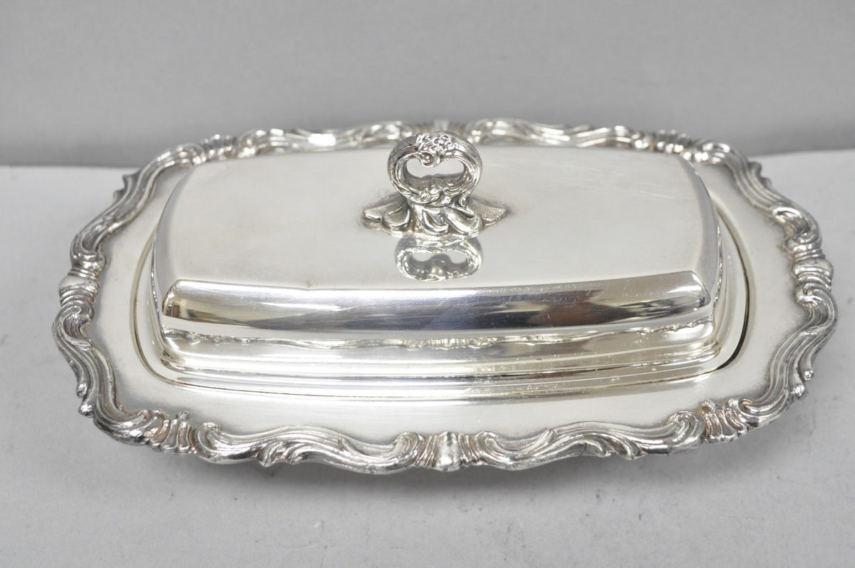 Vintage FB Rogers 1959 Victorian Silver Plated Footed Covered Butter Dish