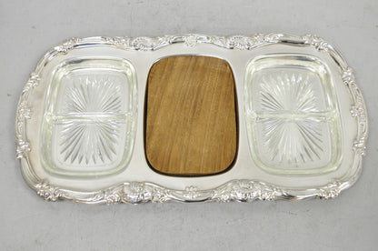 Newport Gorham YB157 Silver Plated 3 Section Cheese Cracker Serving Platter Tray