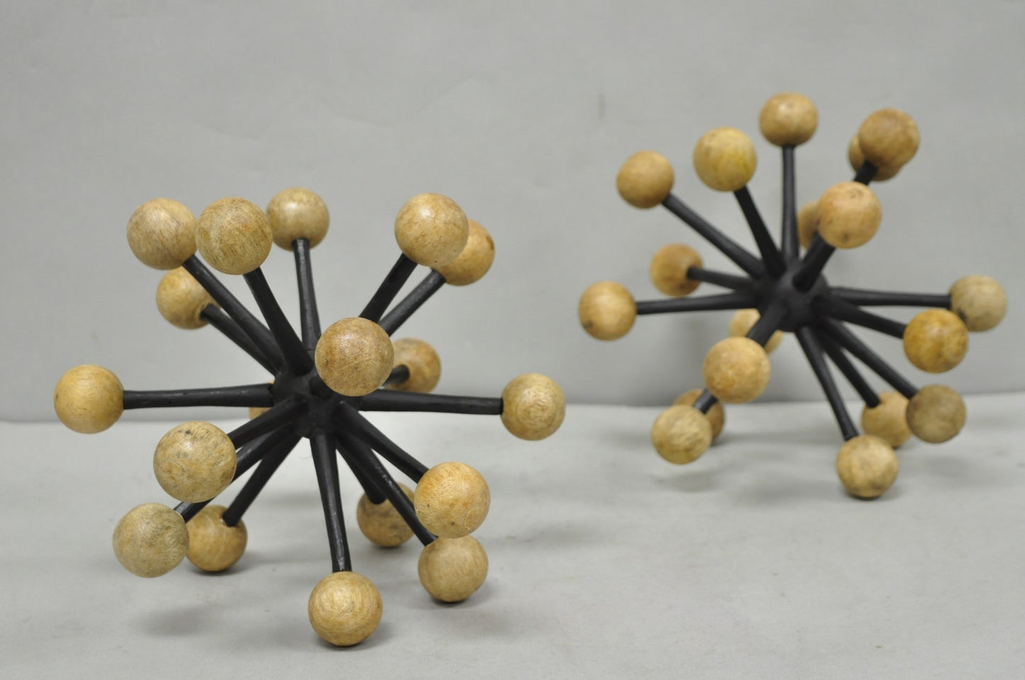 Contemporary Modern Wood & Metal "Jax" Abstract Table Decor - a Pair