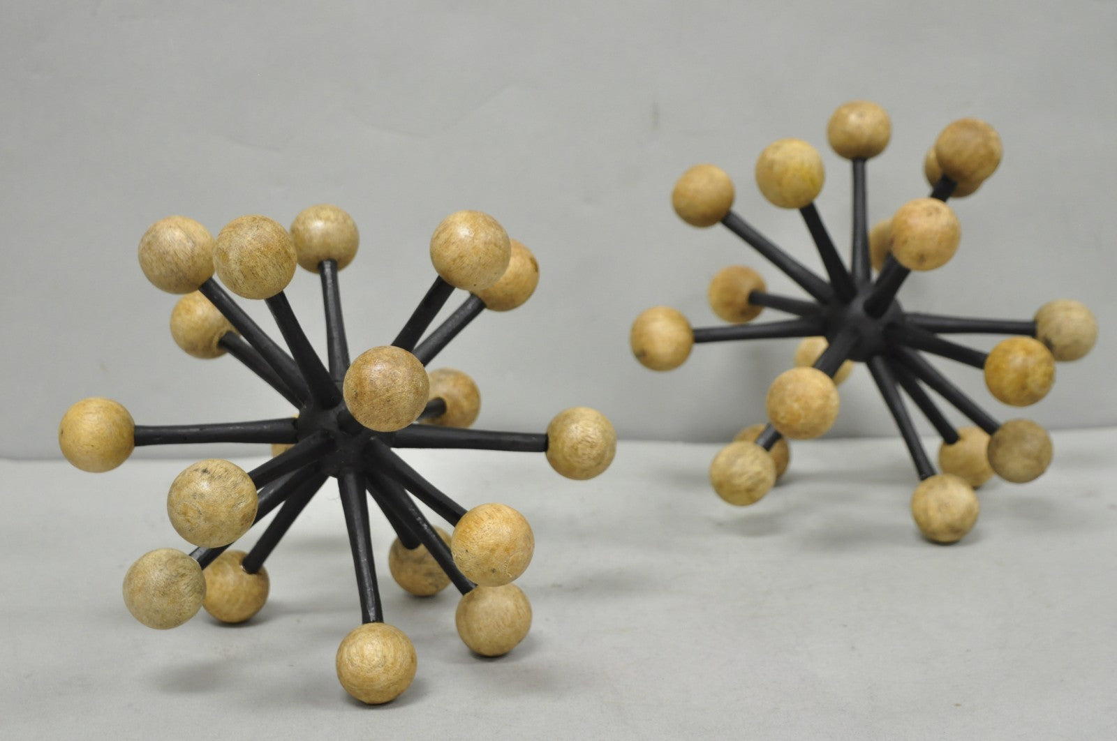 Contemporary Modern Wood & Metal "Jax" Abstract Table Decor - a Pair