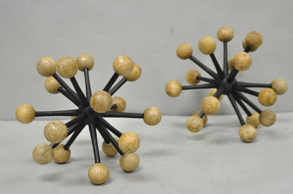 Contemporary Modern Wood & Metal "Jax" Abstract Table Decor - a Pair
