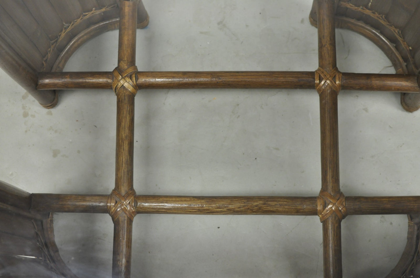Vintage Hollywood Regency Bentwood Rattan Glass Top Beach House Side Table