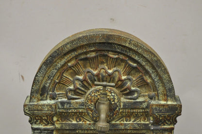 French Neoclassical Style Cast Iron Serpent Trident Garden Wall Water Fountain
