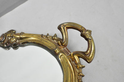 Vintage French Art Nouveau Style Bronze Vanity Mirror Powder Room Perfume Tray