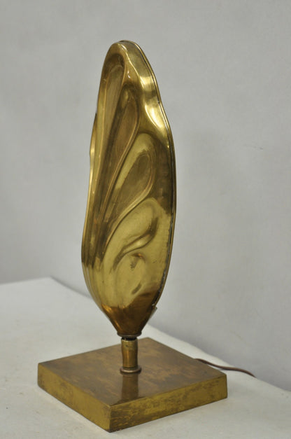 Vintage Chapman Hollywood Regency Burnished Brass Small Leaf Sconce Table Lamp