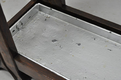 Antique Arts & Crafts Oak Wood Relief Carved Flower Umbrella Stand by MI Chair