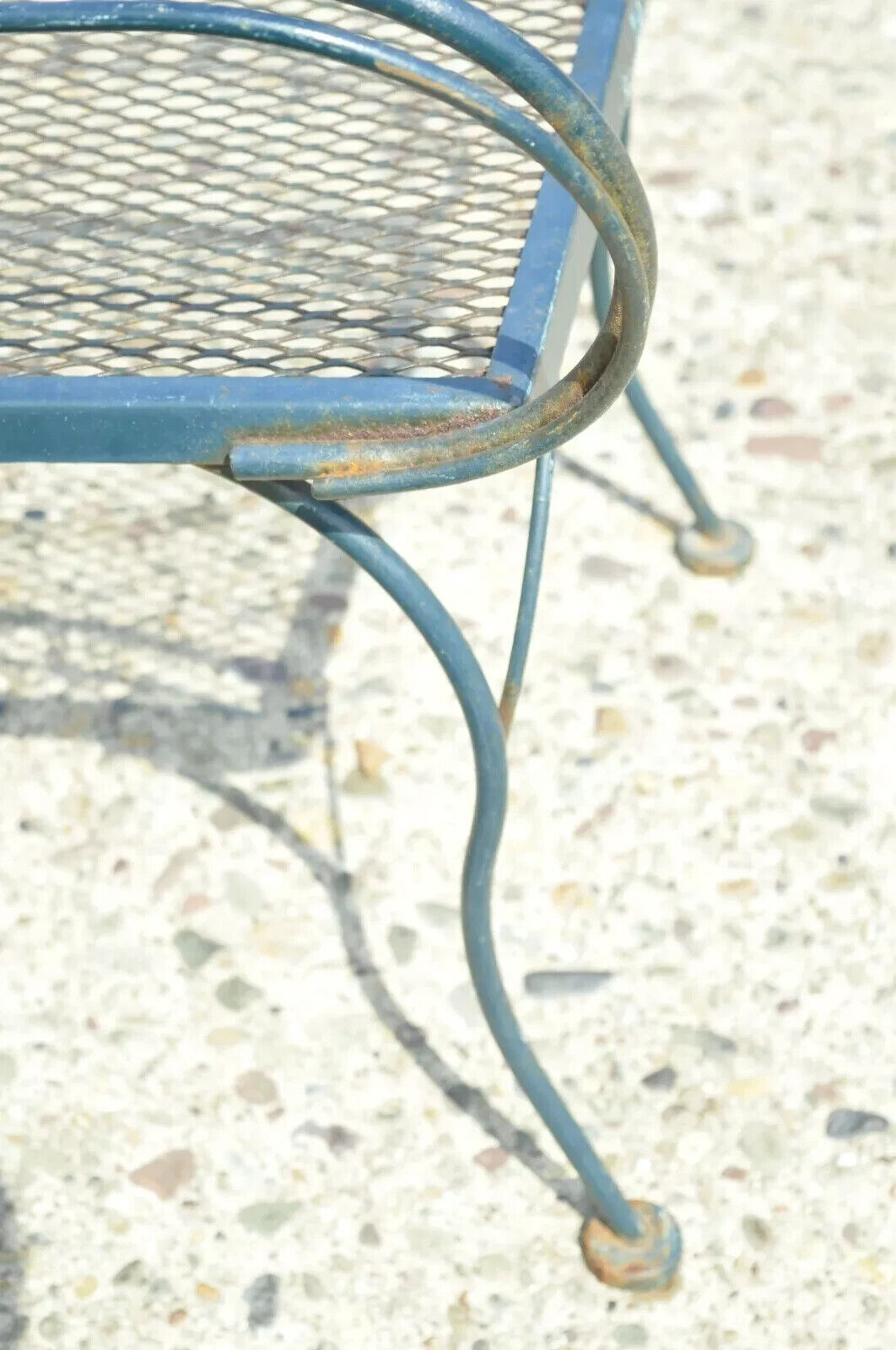 Vintage Mid Century Wrought Iron Pierced Rose Garden Patio Dining Arm Chair