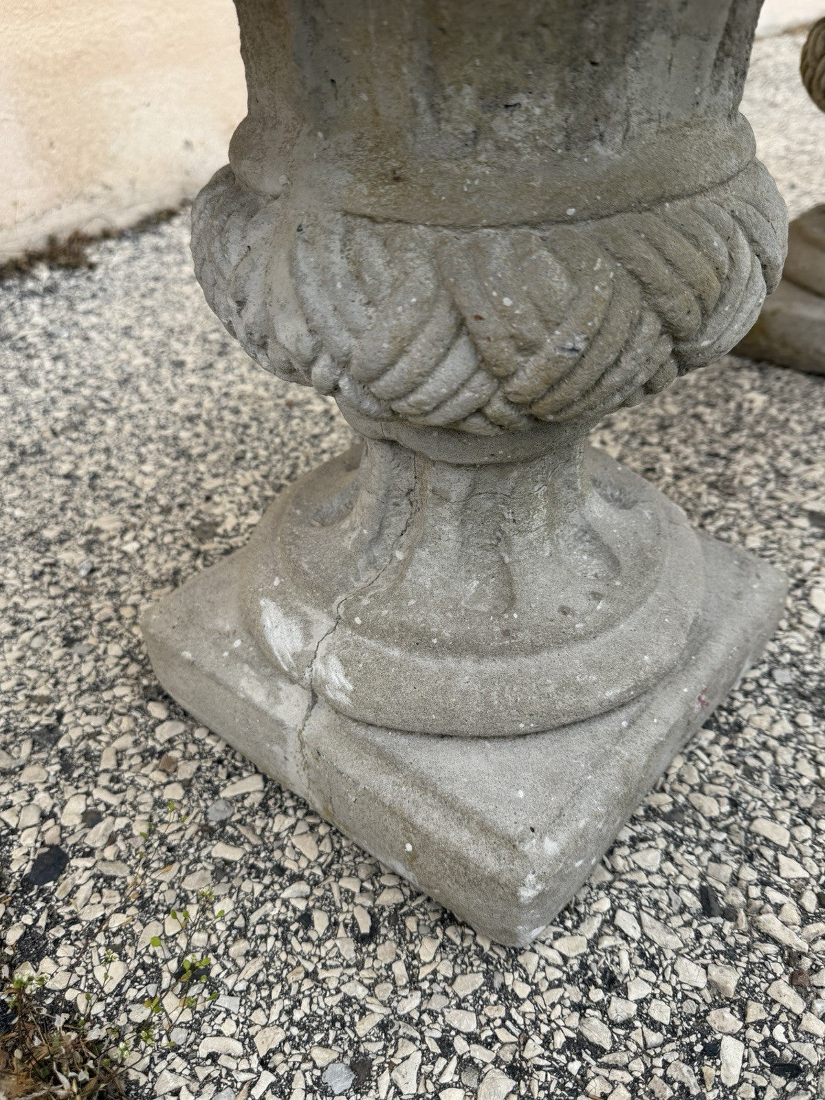 Vintage Cast Cement Stone 26" Fruit & Flower Basket Garden Lawn Ornament - Pair