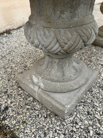 Vintage Cast Cement Stone 26" Fruit & Flower Basket Garden Lawn Ornament - Pair
