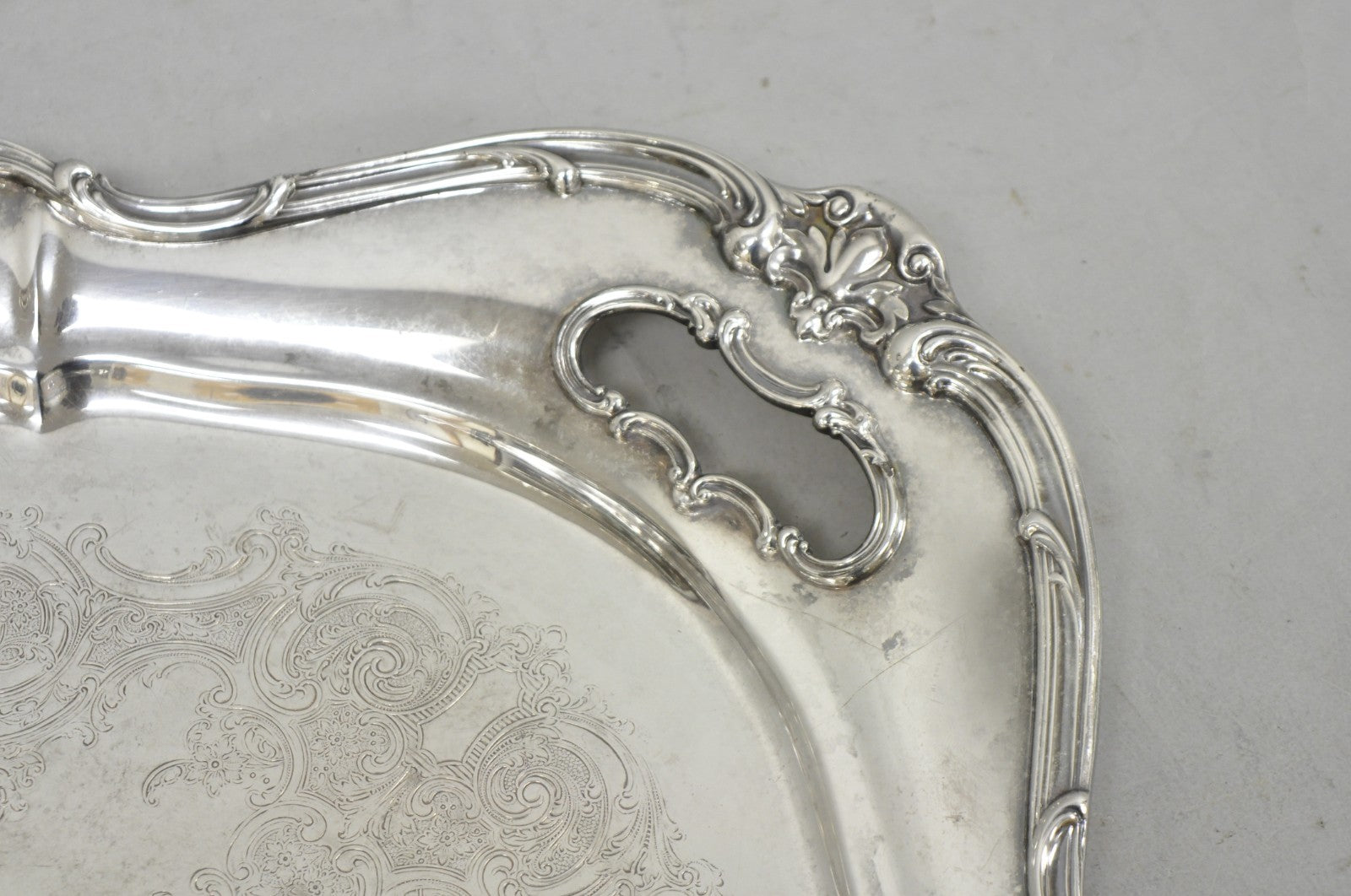 Antique Gorham Silver Plated Victorian Oval Butlers Serving Platter Bar Tray