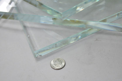 Vintage Mid Century Modern Stacked Glass Skyscraper Round Accent Side Table