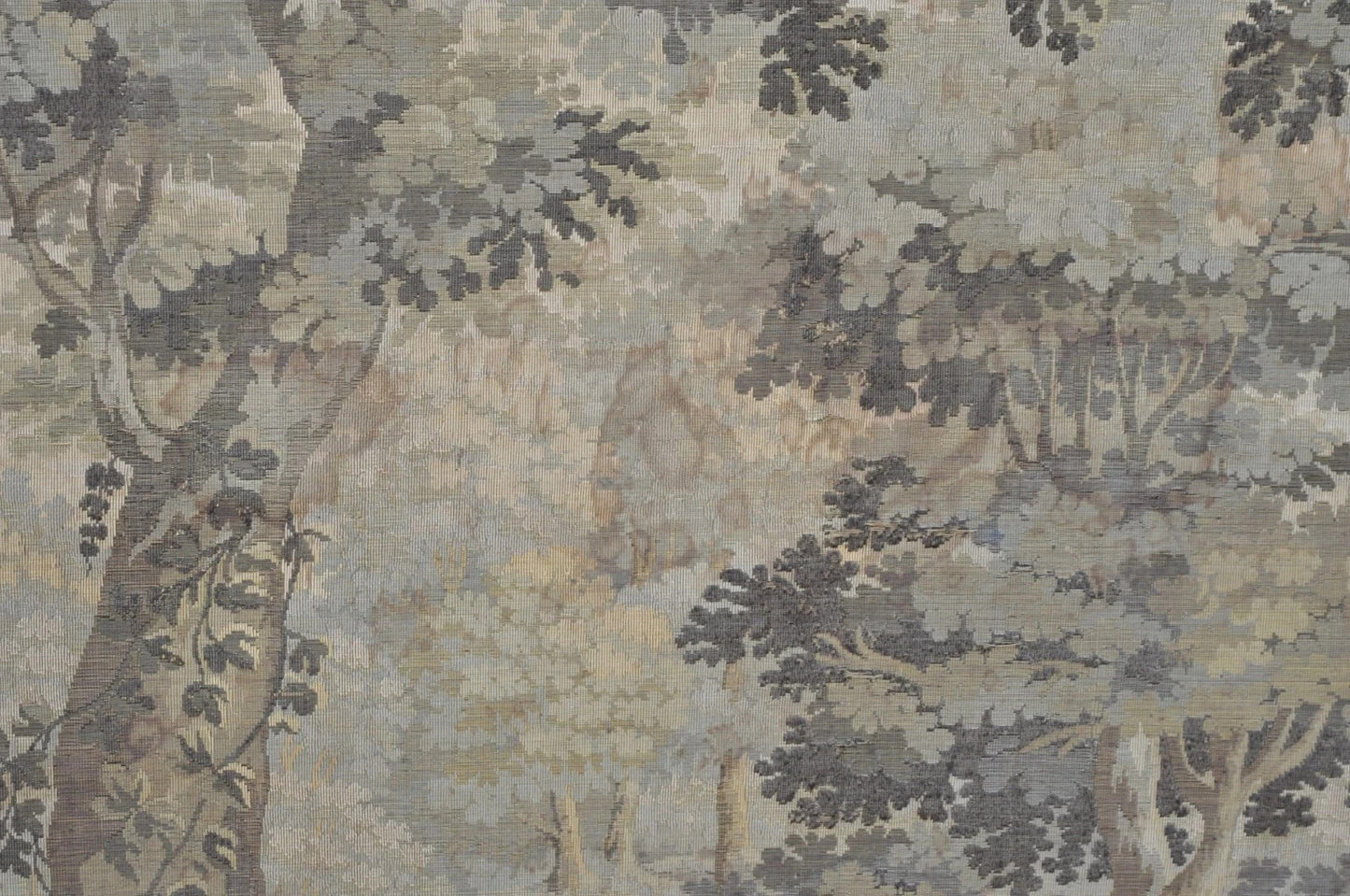 Antique French Tapestry Louis XV Rococo Carved Wood Overmantle Trumeau Mirror