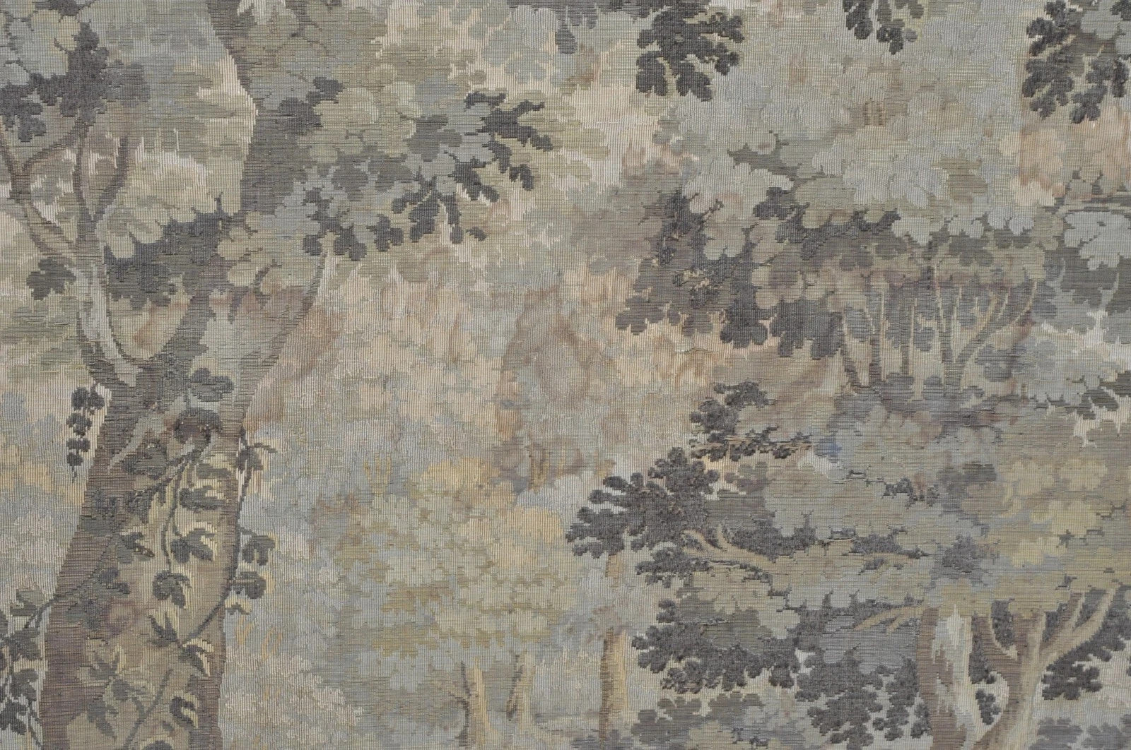 Antique French Tapestry Louis XV Rococo Carved Wood Overmantle Trumeau Mirror