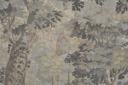 Antique French Tapestry Louis XV Rococo Carved Wood Overmantle Trumeau Mirror