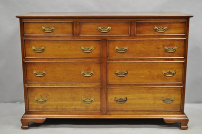 Vintage L&JG Stickley Cherry Wood Chippendale Style 9 Drawer Credenza Dresser