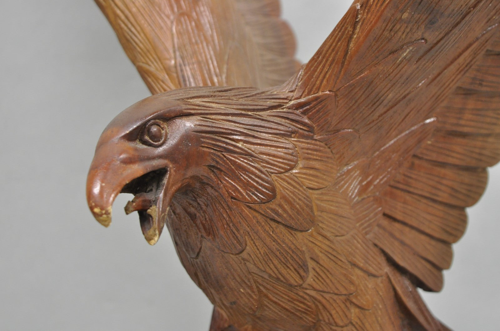 Vintage Black Forest 24" Hand Carved Wood Bald Eagle Figure Statue Sculpture