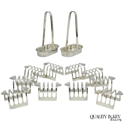 Vintage Modern Silver Plated Dinner Oil Caddy & (10) Toast Bread Racks - 12 Pcs