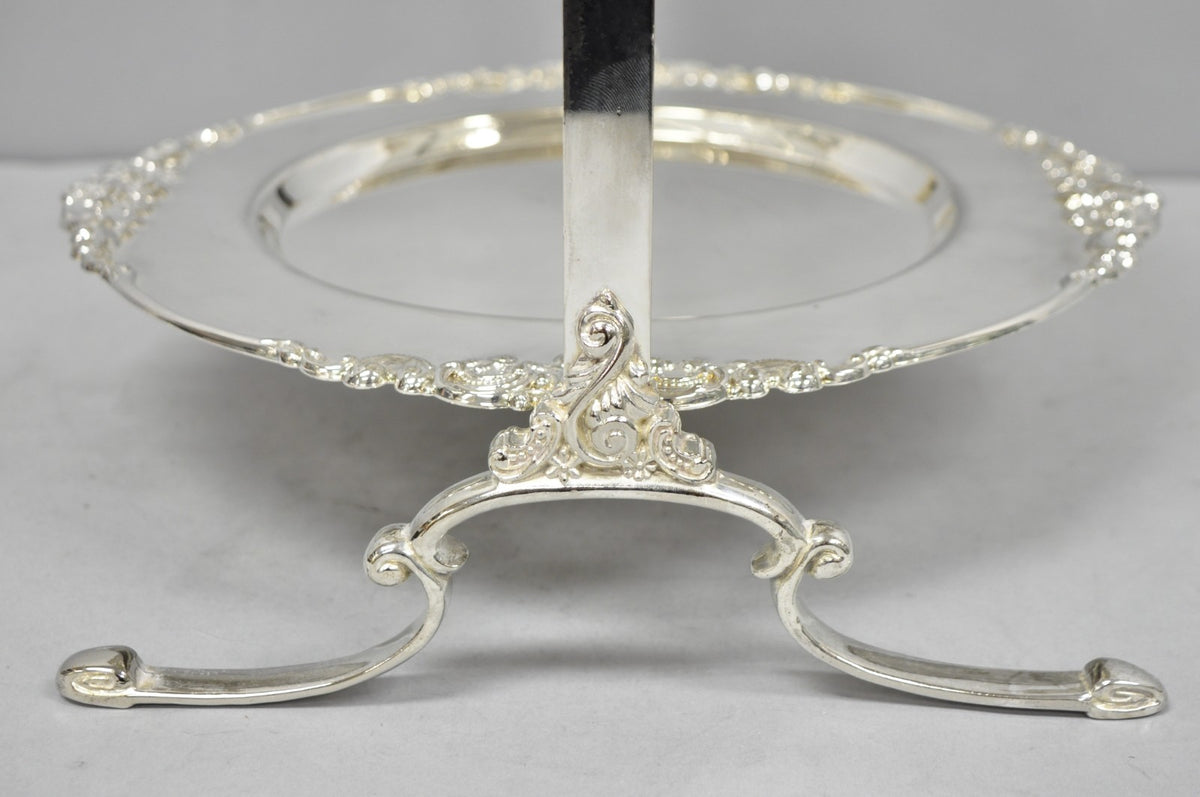 Vintage Godinger Silver Plated 2 Tier Buffet Server High Tea Pastry Plate Stand