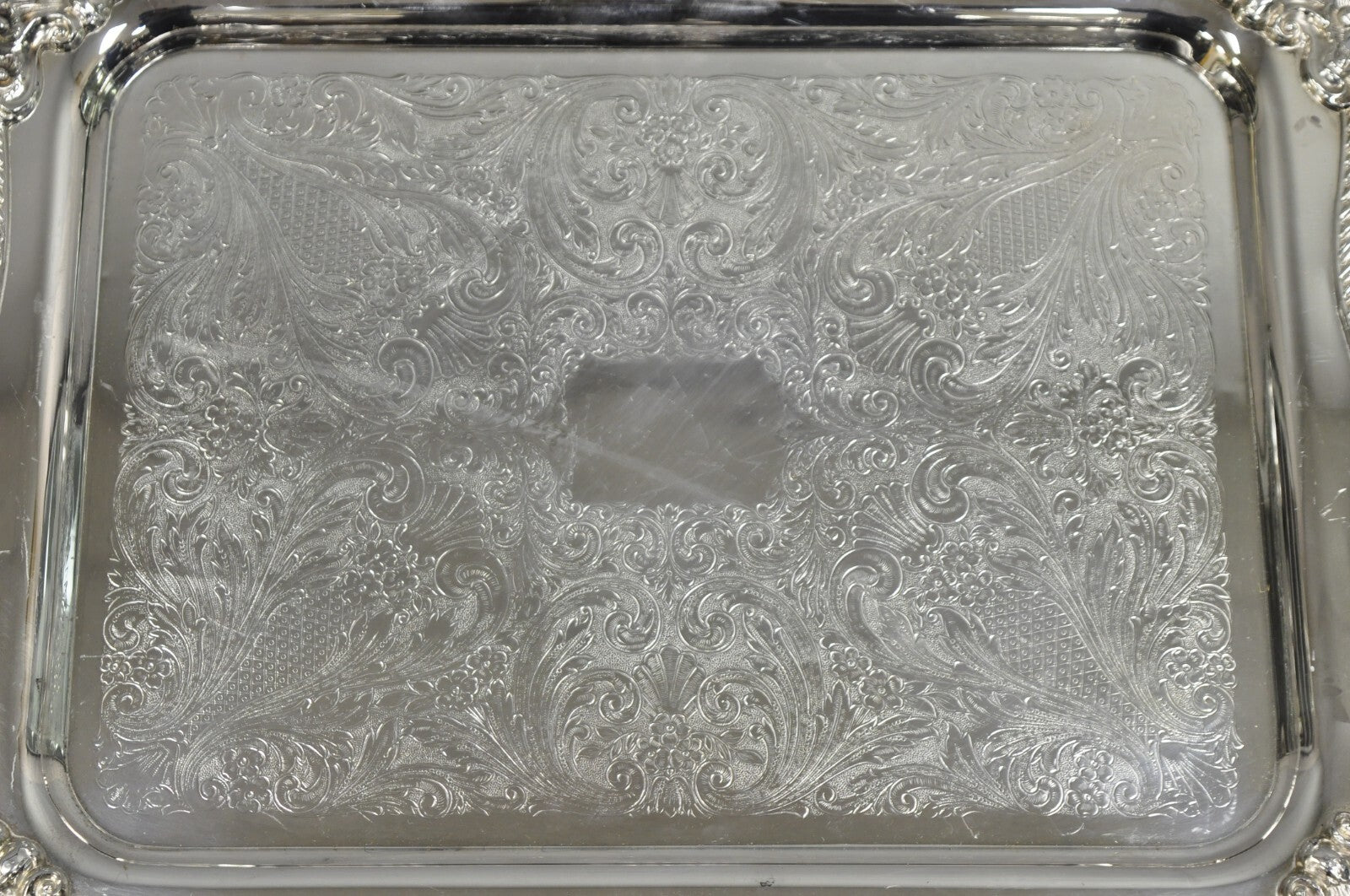 Vintage Sheridan Victorian Silver Plated Ornate Bar Serving Platter Tray