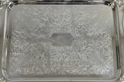 Vintage Sheridan Victorian Silver Plated Ornate Bar Serving Platter Tray