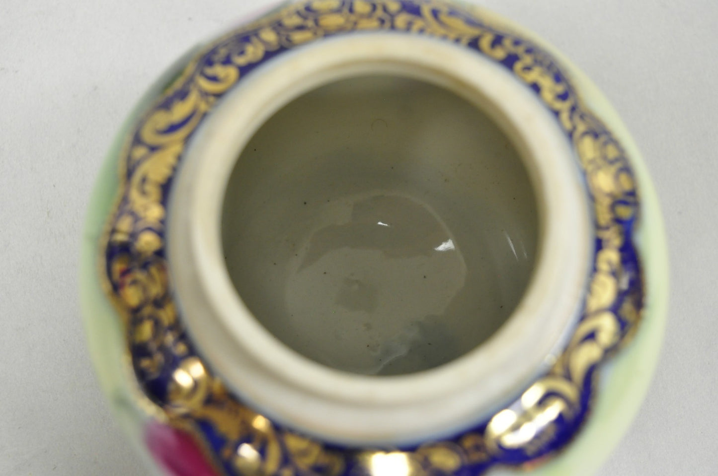 Antique I &EC Co Japan Hand Painted Porcelain Cobalt Blue Covered Ginger Jar