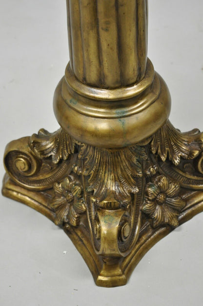 Vintage Brass Bronze Fluted Corinthian Column 29" Classical Pedestal Plant Stand