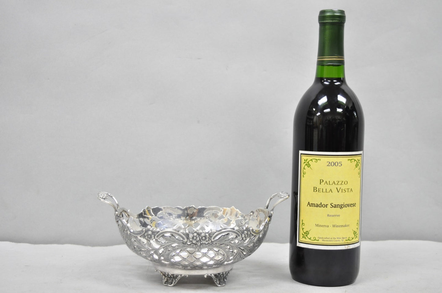 Vintage English Victorian Silver Plated Floral Pierced Small Nut Candy Dish