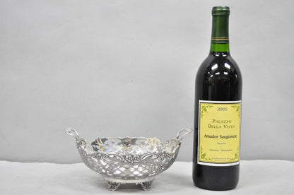 Vintage English Victorian Silver Plated Floral Pierced Small Nut Candy Dish