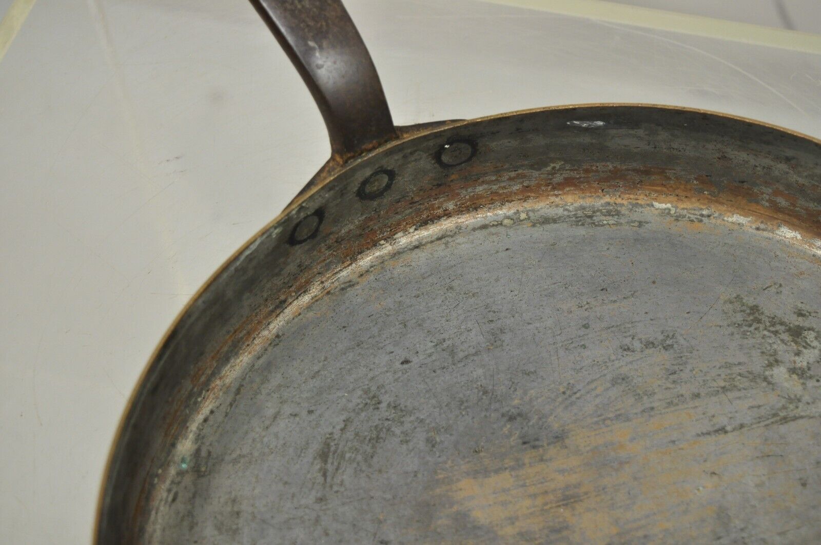 Antique Copper Hand Forged Sauce Pan Pot with Handle 11" Diameter