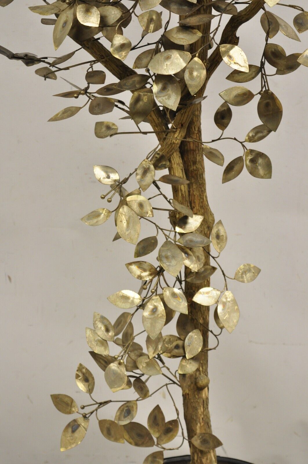 Vintage Mid Century Modern Curtis Jere Style Brutalist Brass Tree Sculpture